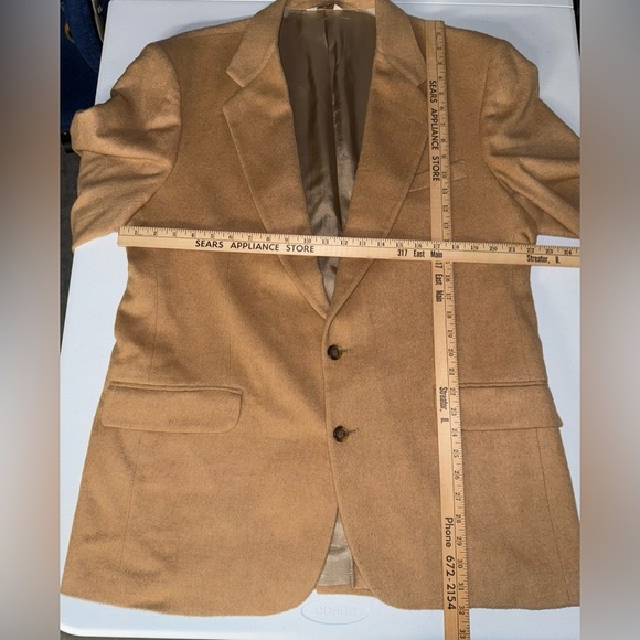 Hunt Valley Made In USA Men Suit Blazer 100% Camel Hair Size 44L - Picture 10 of 11